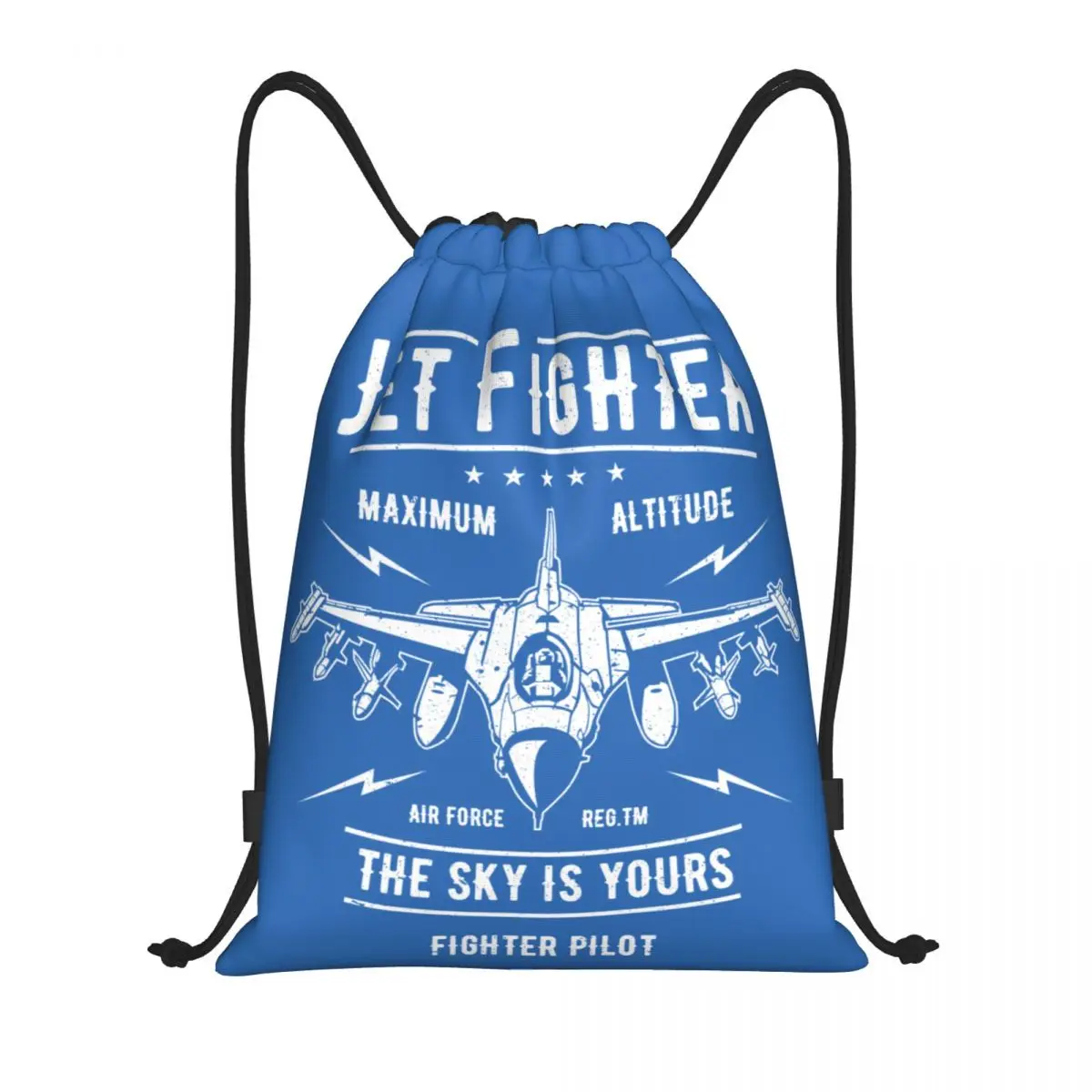 

Custom Jet Fighter Drawstring Bags Women Men Lightweight Pilot Aviation Airplane Plane Sports Gym Storage Backpack