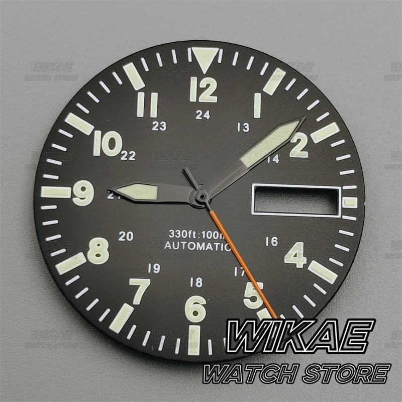 29mm Green Luminous Watch Dial with Multi-Color Options and Dual Date Calendar Window