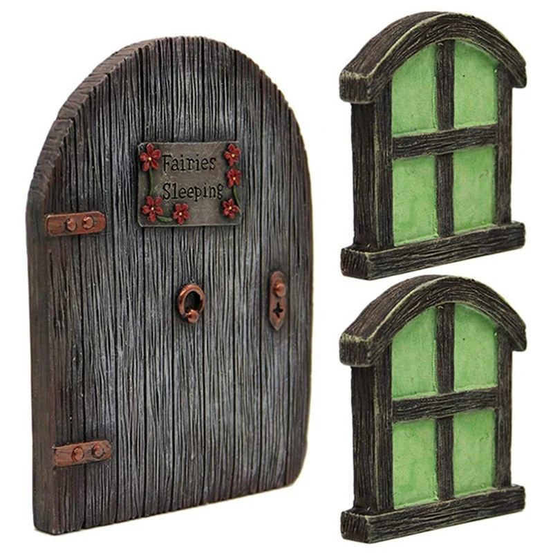 

Mini Landscape Fairy Dwarf Home Windows and Doors, Suitable for Trees, Courtyard Art Garden Sculpture Decoration