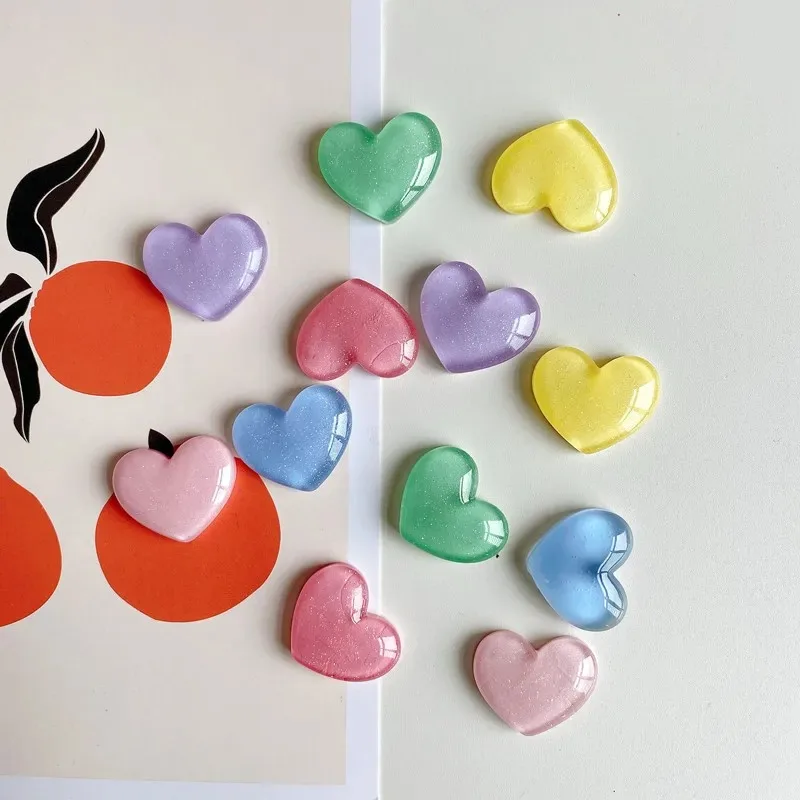 Glitter colored loving heart Fridge Magnet Photo Wall message board Magnetic Bulletin board decoration stickers 6pcs Home Decor