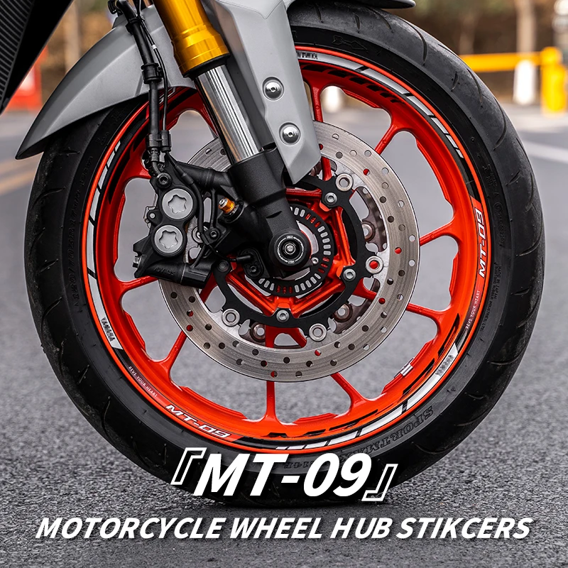 Used  for YAMAHA MT09 Motorcycle Accessories Wheel Hub Reflective Stickers Kits Of Bike Rim Decoration Refit Decals used for bmw c400gt motorcycle wheel hub refit and decoration stickers bike accessories high quality reflective rim wheel decals