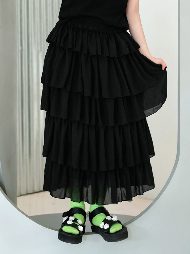 imakokoni original design black tulle cake skirt skirt wild high waist skirt female summer 213259