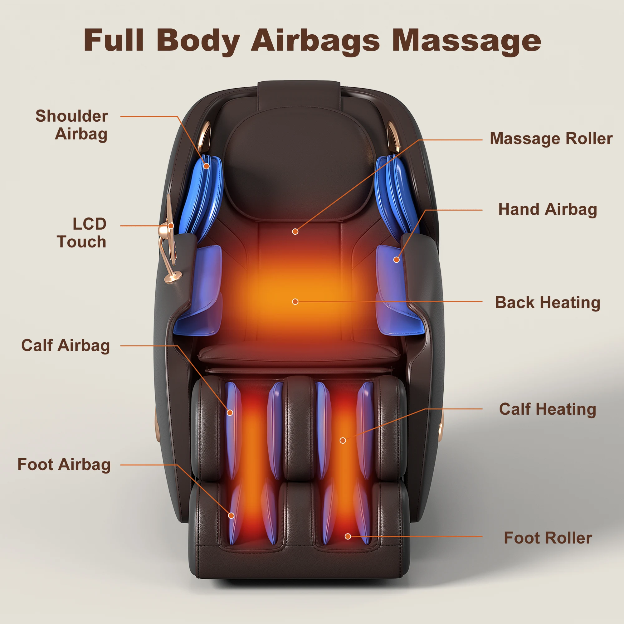 1 Year Warranty USA Local Delivery  3D Airbag Zero Gravity full body Massage Chair Home 3D Foot Roller Shiatsu Office Chair 5