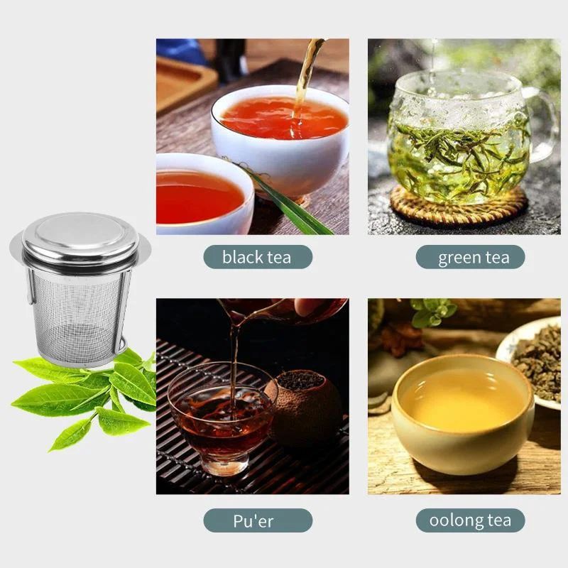 Stainless Steel Mesh Tea Infuser Lid Reusable Cup Strainer for Loose Leaf Spice Filter for Teapots Mugs Cup to Steep Tea Coffee