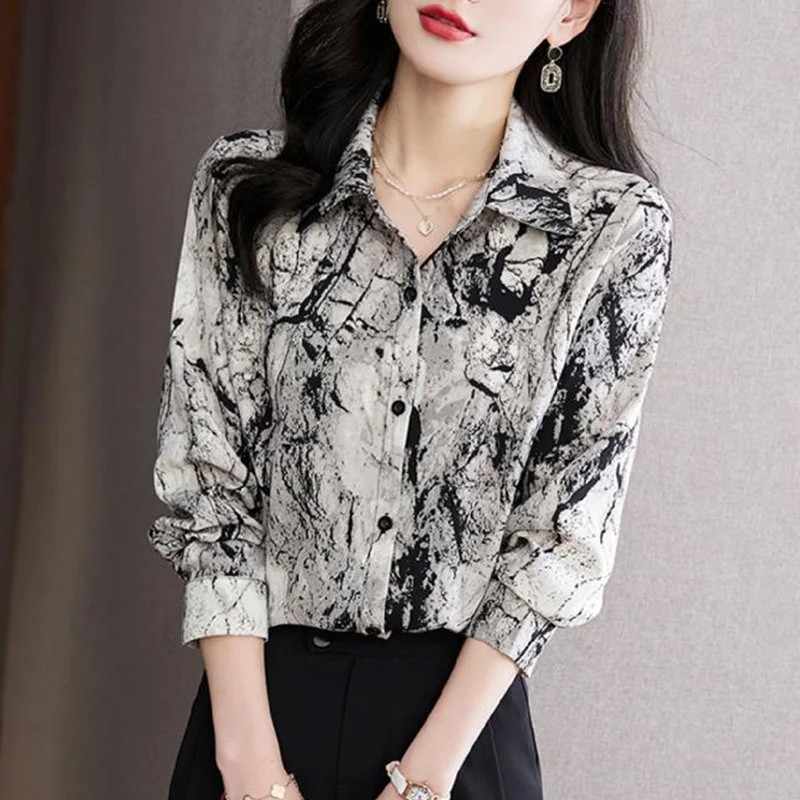 de otoño para mujer, camisa de larga coreana, blusa con estampado elegante y juvenil, camisas femeninas| | - AliExpress