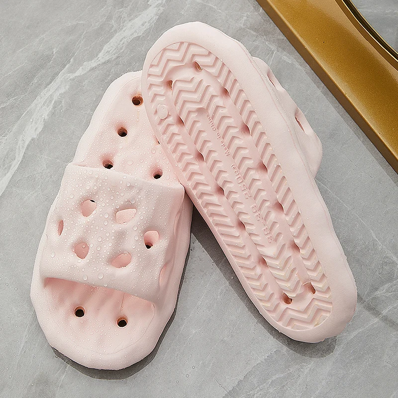 Hollow Out Bottom Bathroom Slippers Women Light Non-slip Soft Sole Home Slides Woman Solid Color Quick-drying Pool Flip Flops — view 6