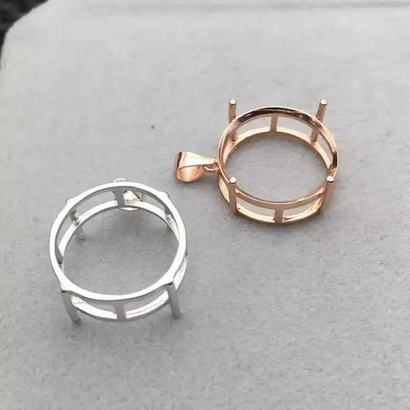 Simple Round Gemstone Pendant Mounting Setting 925 Silver Pendant Setting with Gold Plated Price Jewelry DIY Supplier
