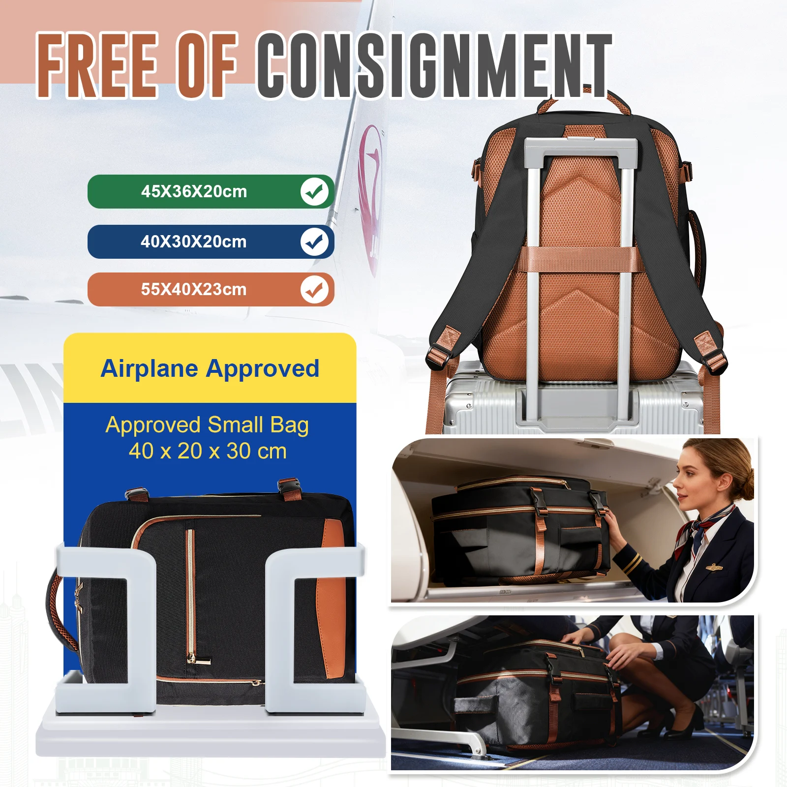 2026 New Ryanair 40x30x20 Backpack Portable Travel Bag, Executive Backpack 15.6'' Laptop Bag College School Portable Backpack