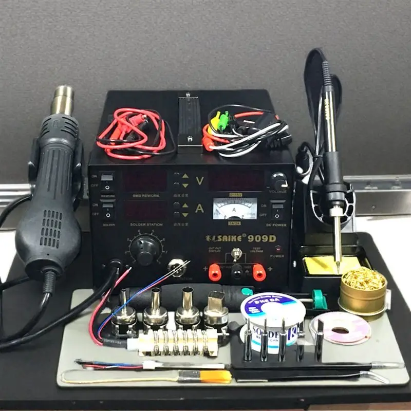 SAIKE 909D 3 in 1 Hot air gun rework station Soldering station power supply soldering machine