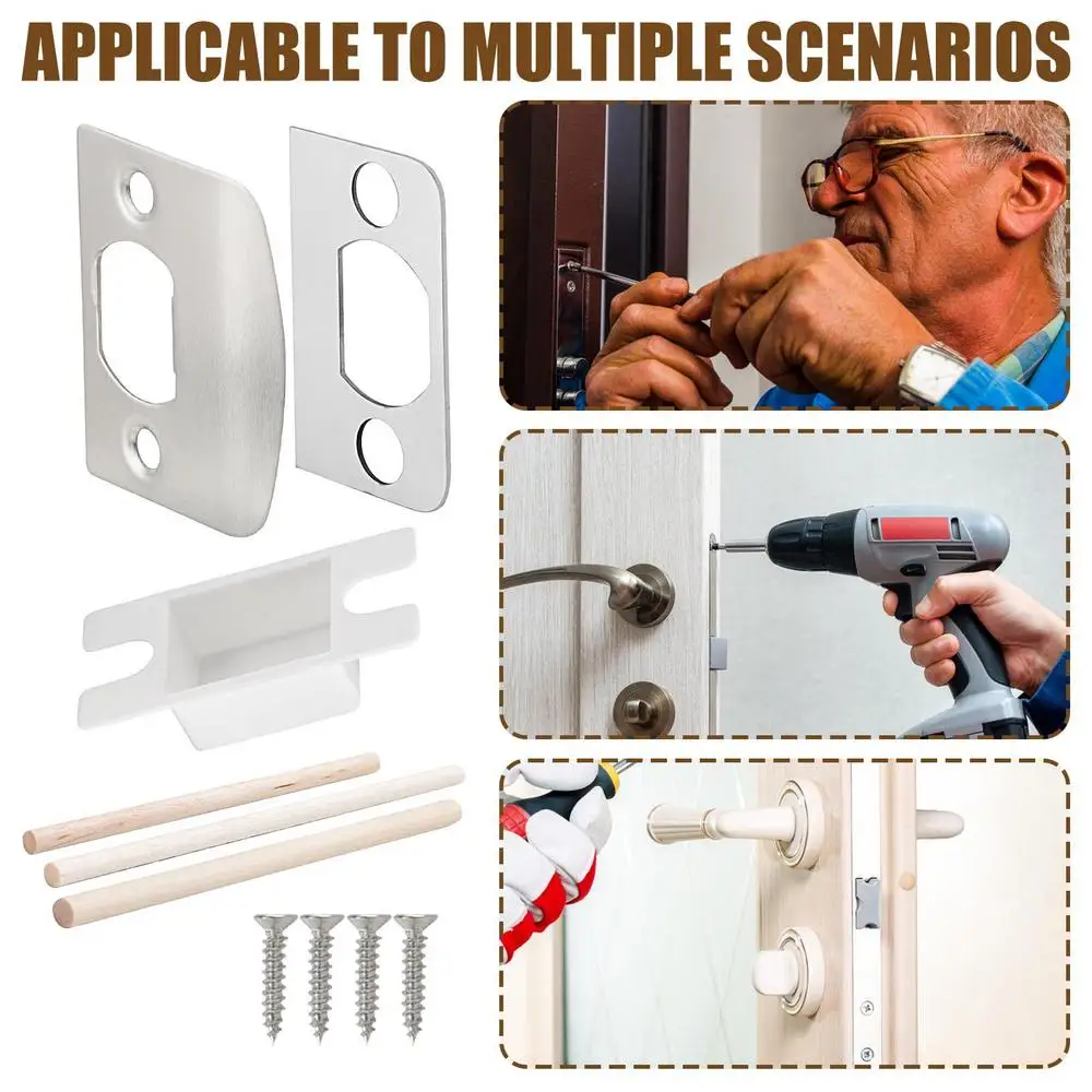 Description Picture 5 of itemStrike Plates For Exterior Doors Steel Door Lock Security Strike Plate Stainless Steel Door Strike Plate With Shims And Wooden