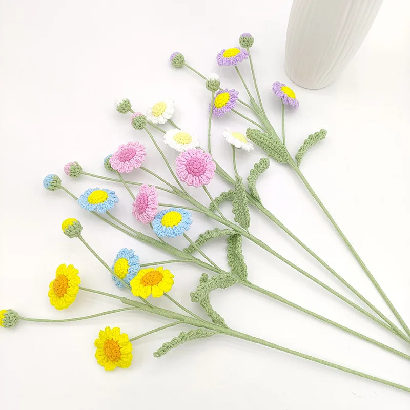 New yarn weaving multi head daisy bouquet for home decoration, wedding ornaments, holiday gifts, exquisite simulation flowers