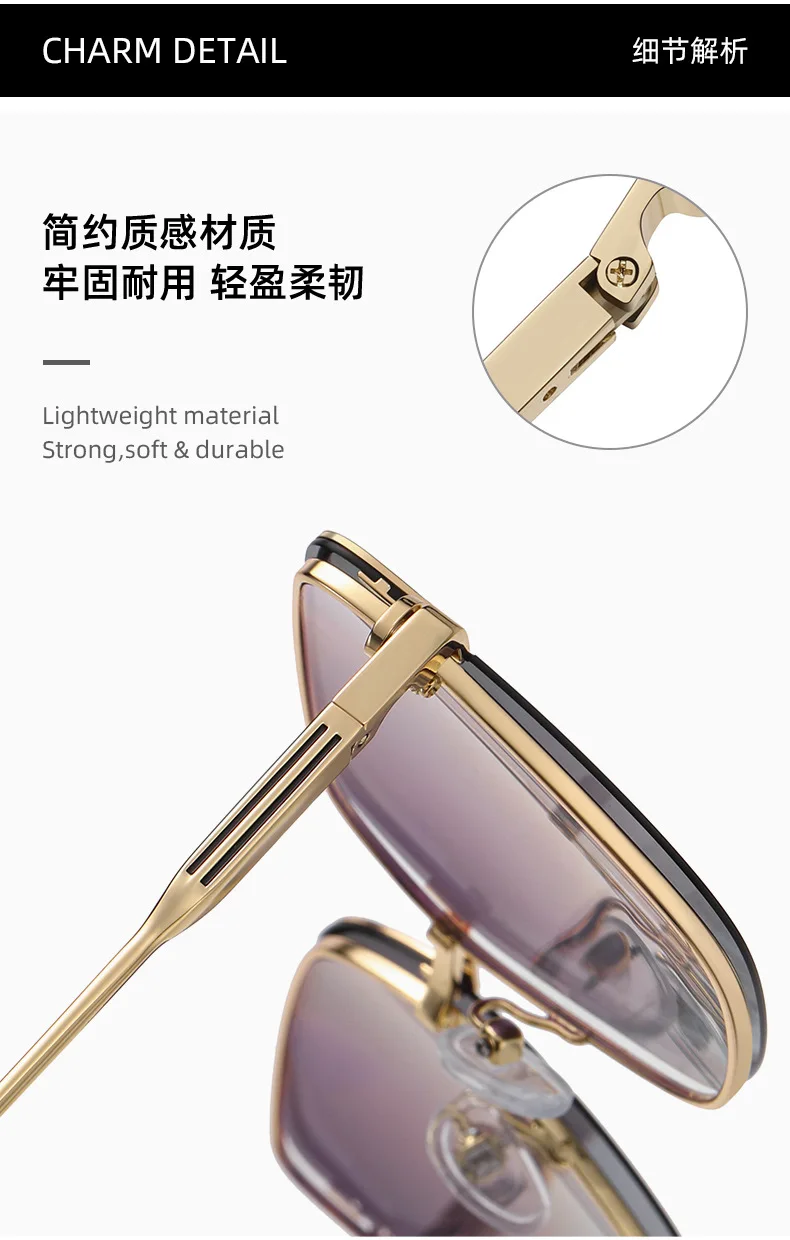 CCspace Women's Full Rim Square Alloy Eyeglasses Clip On Sunglasses