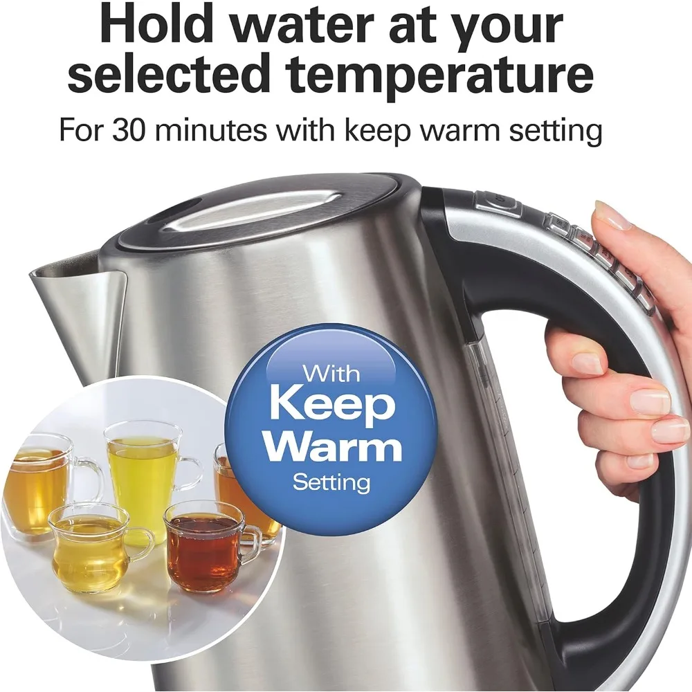 Temperature Control Electric Tea Kettle,1.7 Liter,Fast Boiling 1500W,BPA Free,Cordless,Auto-Shutoff and Boil-Dry Protection 3
