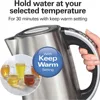 Temperature Control Electric Tea Kettle,1.7 Liter,Fast Boiling 1500W,BPA Free,Cordless,Auto-Shutoff and Boil-Dry Protection 3
