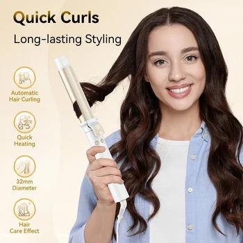 Automatic Curling Iron 30s Fast Heating Smart Temperature Control Ceramic Coating Long Lasting Curls Rotary Hair Curler 9
