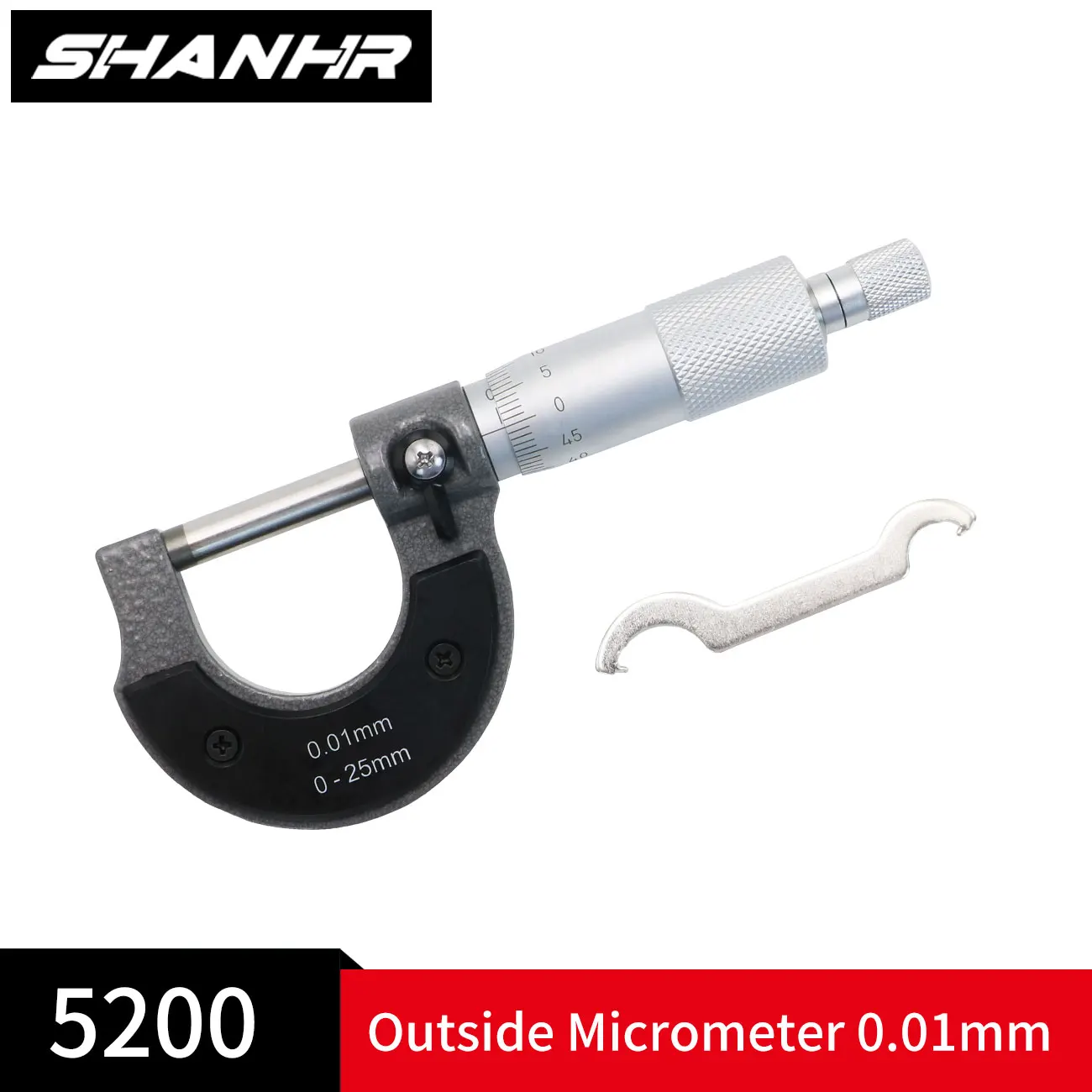 SHANHR Outside Micrometer, Metric Micrometer Caliper Gauge 0 25mm 0.01mm Precision Vernier Caliper Measuring Tools