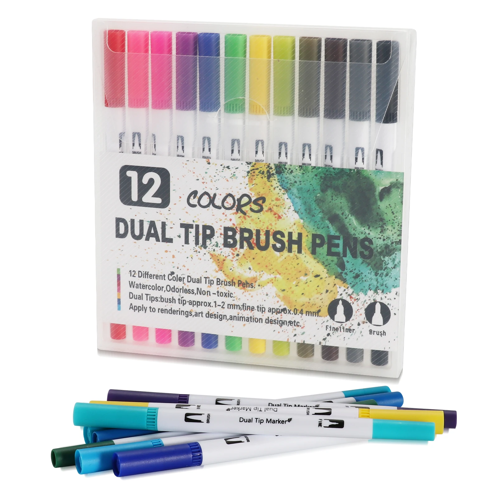 Dual Tip Brush Markers Pens:12 Colored Calligraphy Pens Dual - Temu Italy