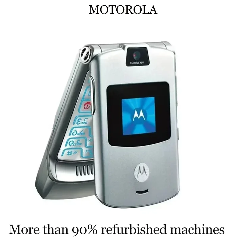 90% Ricondizionato Sbloccato Flip Bluetooth Phone Gsm 850/900/1800/1900 Per Motorola V3 Vecchio Pulsante Telefono Di Alta Qualità