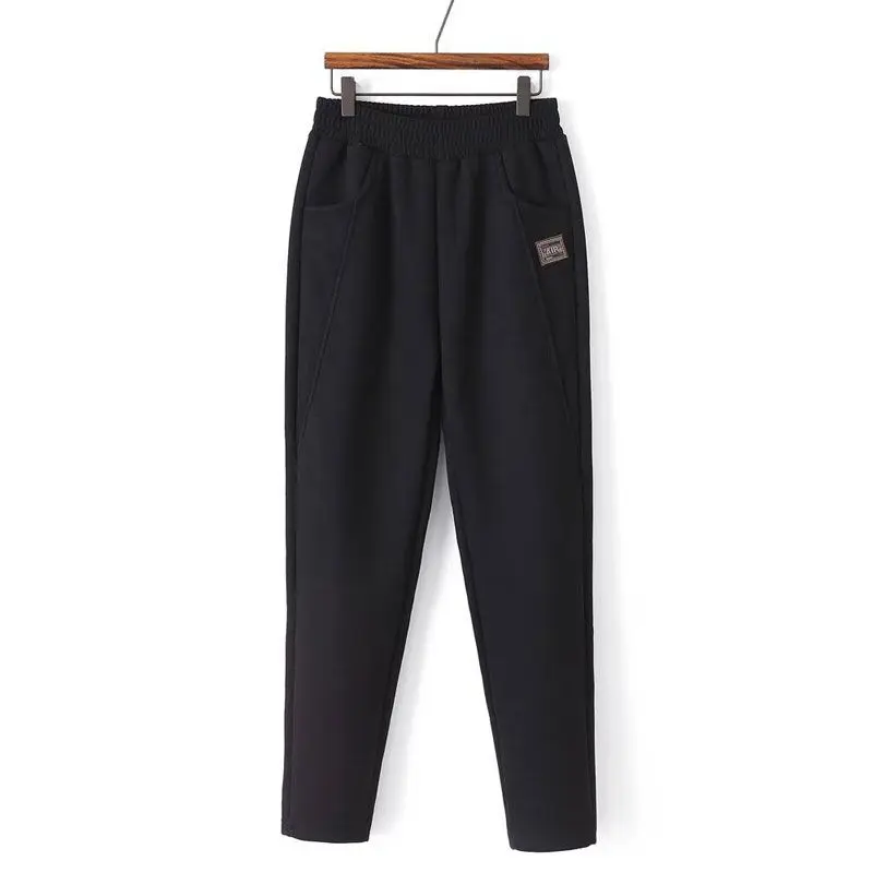 Autumn Winter Women's Thickening Casual Solid Color High Waist Pants Fashion All-match Simplicity Harem Trousers Female Clothing