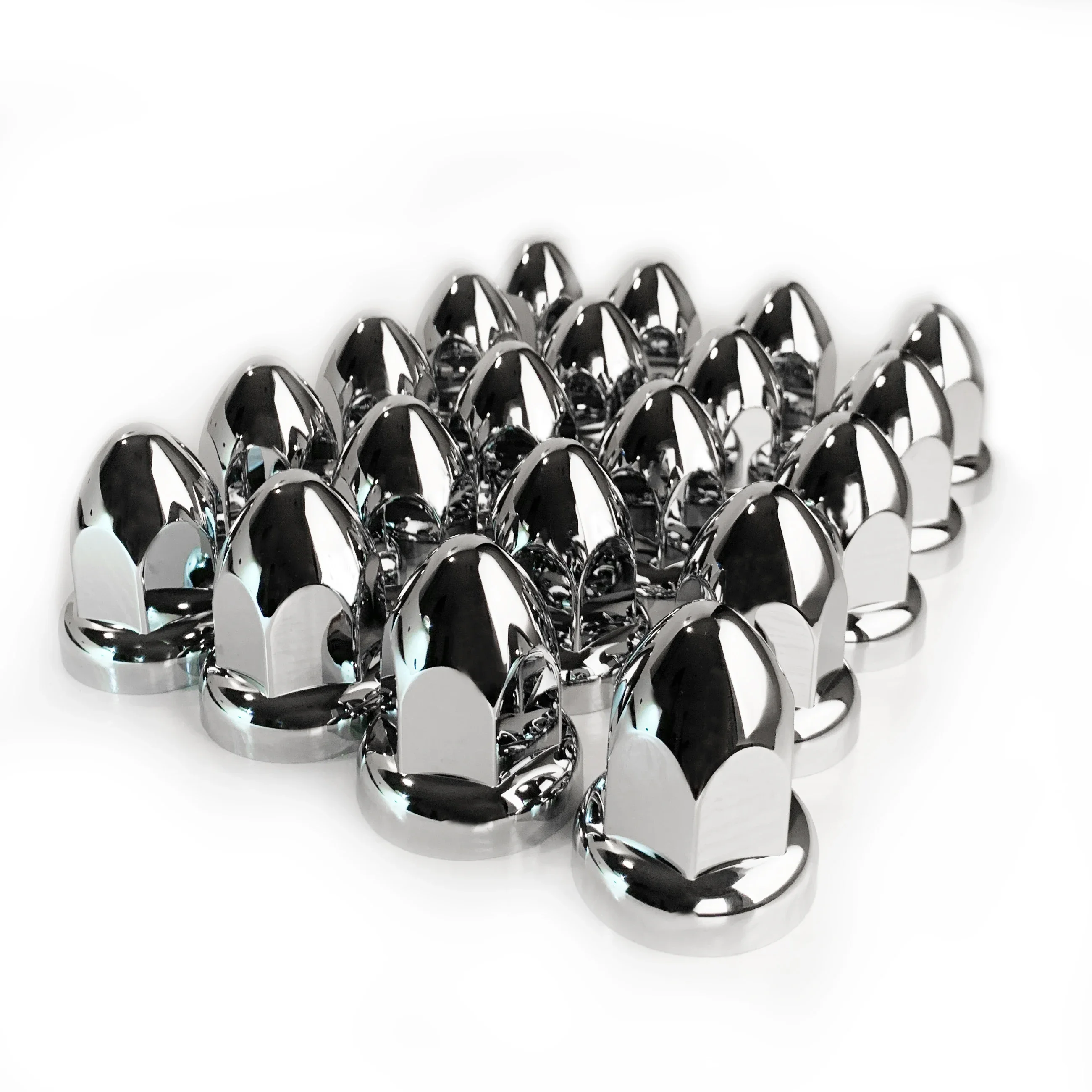 20PCS 33mm Chrome Lug Nut Covers Push On ABS Chrome Plastic Push-on Bullet Flanged for Semi Trucks semi truck lug nut covers