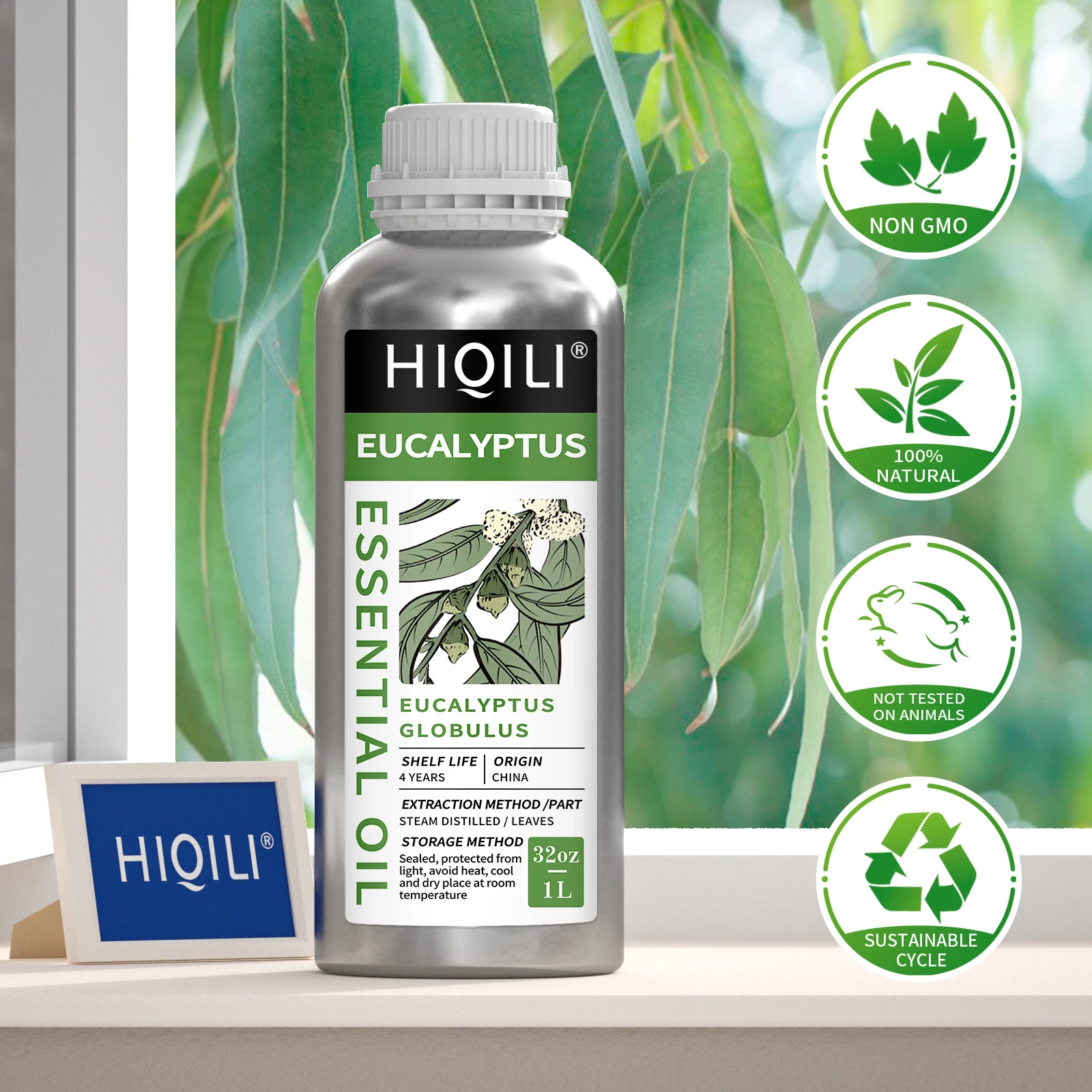HIQILI-Óleos Essenciais de Eucalipto 100% Natureza Pura, Aromaterapia Usada para Difusor, Umidificador, Massagem, Prevenir o Frio, 1000 ml