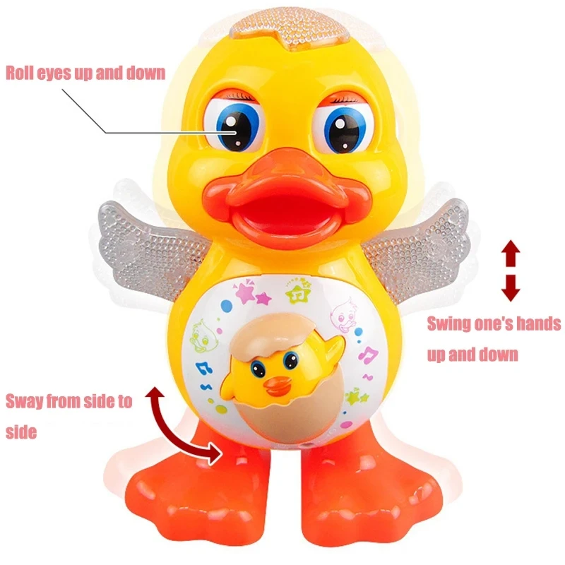 Electric Dancing Duck Funny Blink Eyes Flashing Light Shake The Body Cute Musical Cartoon Animal Educational Toy Children Gift 2
