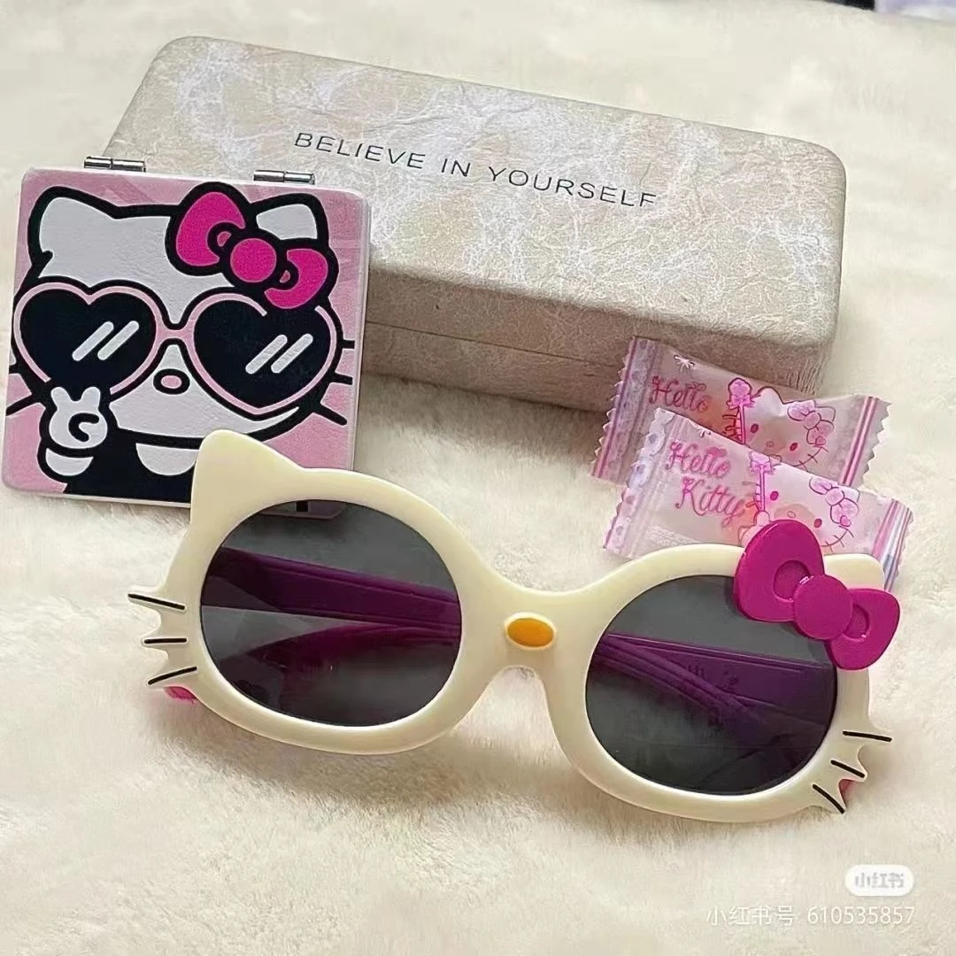 Hello Kitty gafas de sol con dibujos animados para niña, lentes de sol con  diseño de dibujos animados| | - AliExpress