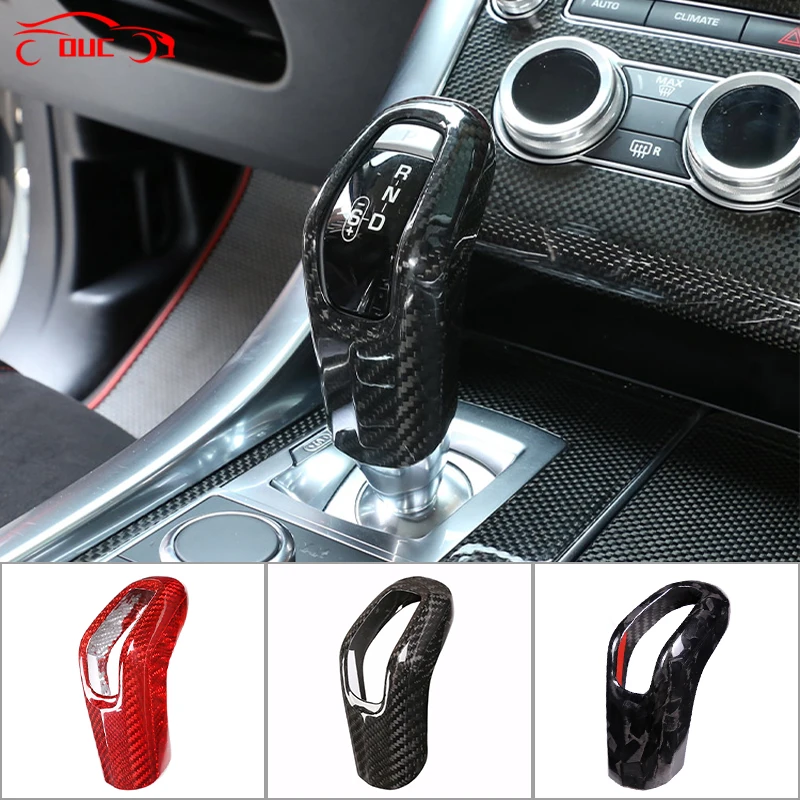 Real Carbon Fiber Car Gear Shift Head Knob Cover Trim For Range Rover Sport 2014 2017 For Jaguar