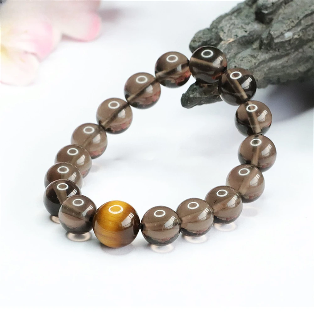 

Fashion Style Tiger Eye and Tea Crystal Beads Bracelet for Women Natural Stone 10mm Charm Men's Jewelry Beading Mood Tracker