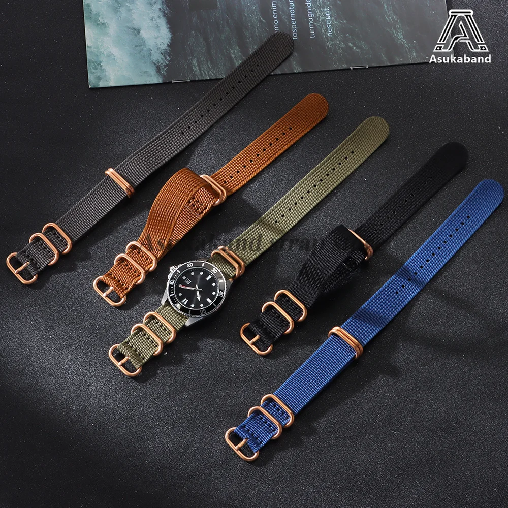 Elegant Rose Gold Buckle Nylon Watch Strap - Canvas Watchband