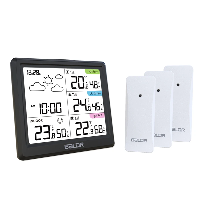 Baldr Wireless Wall Weather Station Home Color LCD Digital Temperature  Humidity Monitor Moon Phase Forecast Sensor Alarm Clock - AliExpress