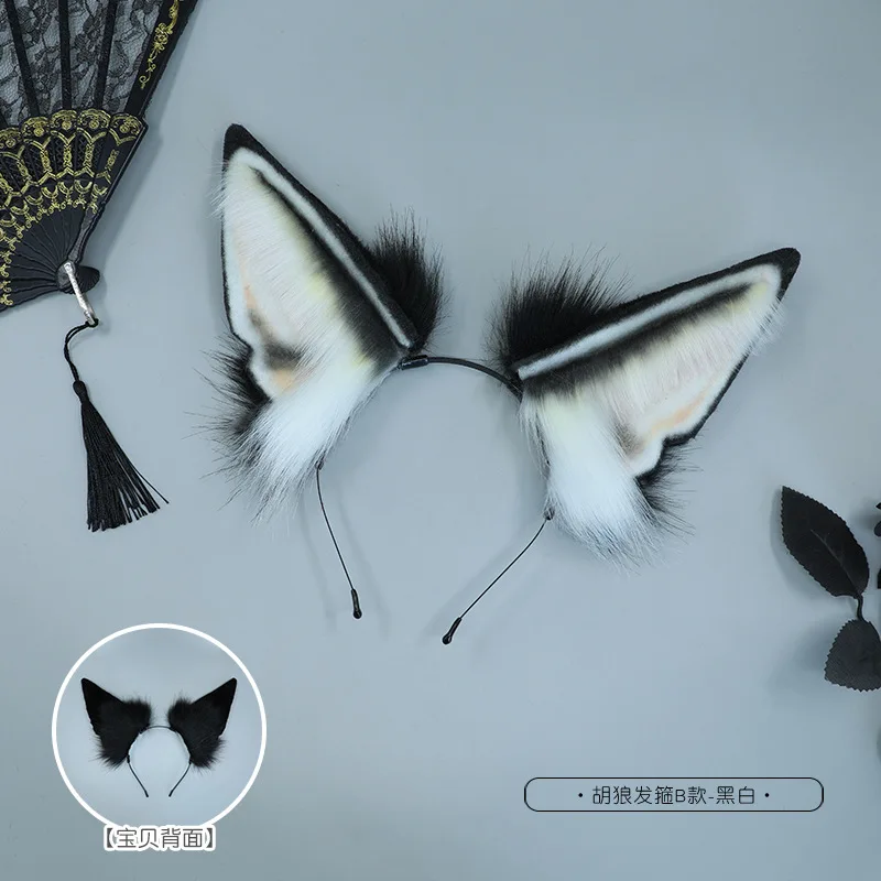 New Custom Halloween Furry Wolf Ear Headdress Simulation Anubis Hu Lang Ear Hair Hoop Beast Ear Cosplay Headband Accessories