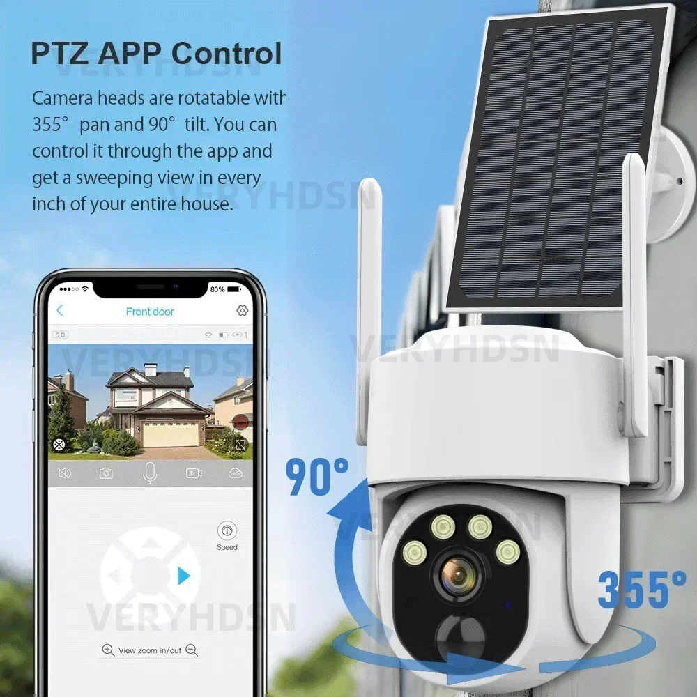 5mp Camera Wifi Outdoor Bewaking Bewaking Camera Zonnepaneel Bewakingscamera 6000Mah Ip66 Draadloze 2 Manier Praten Detecteren