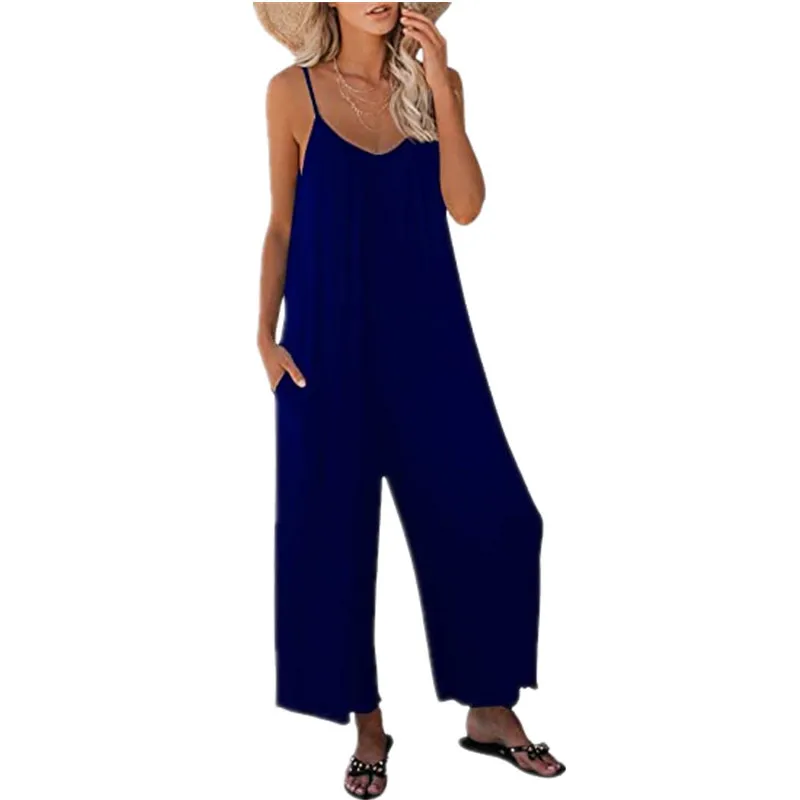 Women's Jumpsuit Pants 2023 Summer New Fashion Solid Color Casual Suspenders Loose Jumpsuit Female