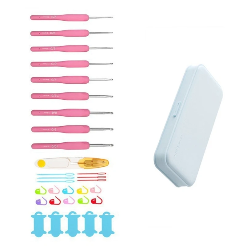 뜨개질을 하는 원사 공예 프로젝트에 대 한 뜨개질 마커 바느질 바늘과 9Pcs 대형 실리콘 크로 셰 뜨개질 후크 바늘