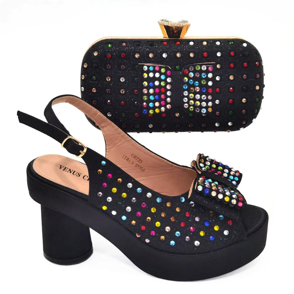 

Popularity 2023 Newest INS Style Gold Color Elegant High Heels Nigeria Popular Design African Ladies Shoes And Bag Set