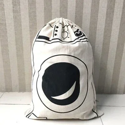 Cotton and Linen Laundry Bag Large Clothes Toys Storage Bag Printing Fabric Drawstring Duffle Bag Dirty Organizer Washing Bags 2