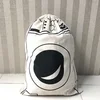 Cotton and Linen Laundry Bag Large Clothes Toys Storage Bag Printing Fabric Drawstring Duffle Bag Dirty Organizer Washing Bags 2