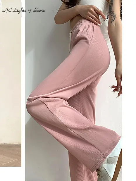 

Narrow Wide Leg Pants Women 2023 Spring New Casual Pants High Waist Floor Length Drape Straight Trousers Elegant Female Slacks