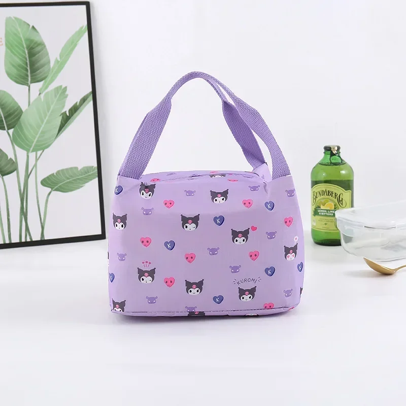 Kawaii Sanrio Foldable Insulated Kids Lunch Bag, Kuromi Cinnamoroll Waterproof Lightweight Portable Large Capacity Handbag