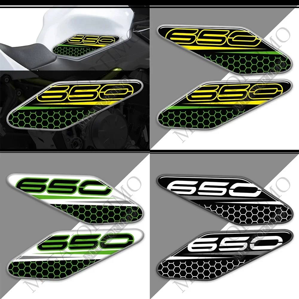 For Kawasaki Ninja 650 Z Z650 VERSYS Protector Tank Pad Stickers Gas Fuel Oil Kit Knee Fish Bone Emblem Badge Logo