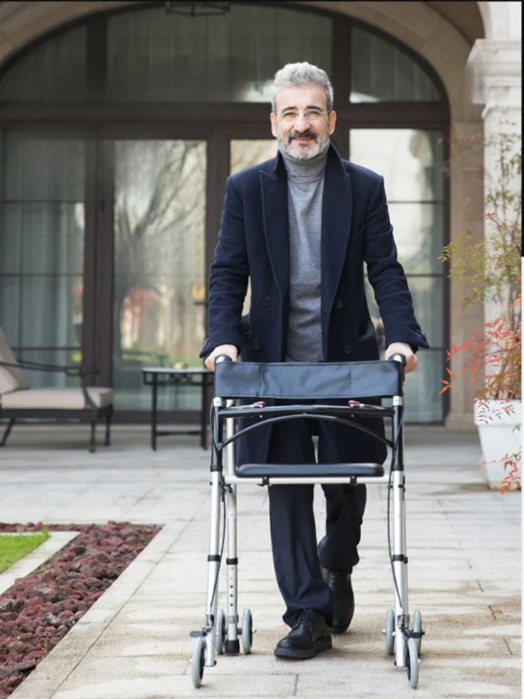 Elderly Stroller, Duo'gon Assisted Training Walker, Four-wheeled Push Walker, Can Be Seated and Pushed Folding Models 3