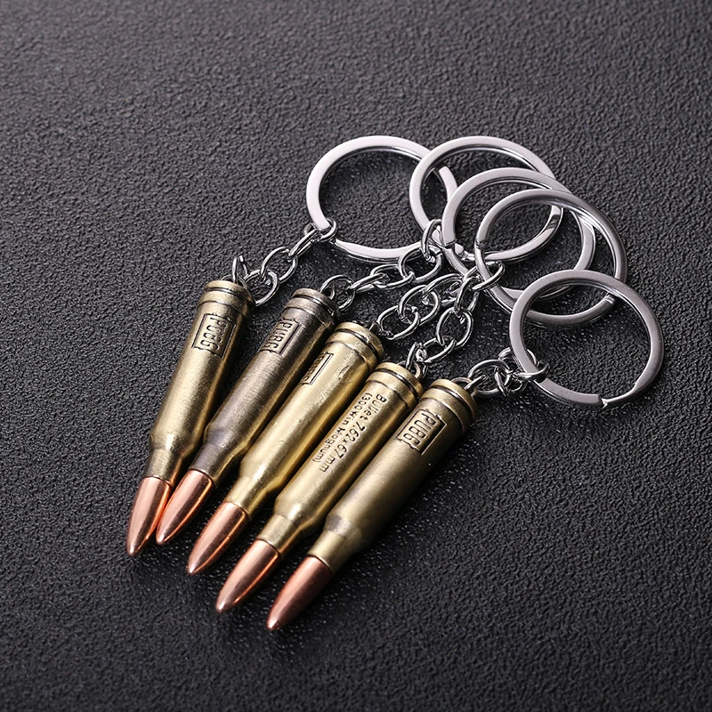 Alloy Key Chain New Counter Strike Guns Bullet Revolver Keychain Car Keyring Jewelry Men Gift 64Mm