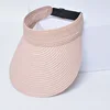 UPF50+ Wide Brim Visor Hat for Women Straw Beach Sun Visor Foldable Ponytail with UV Protection 6