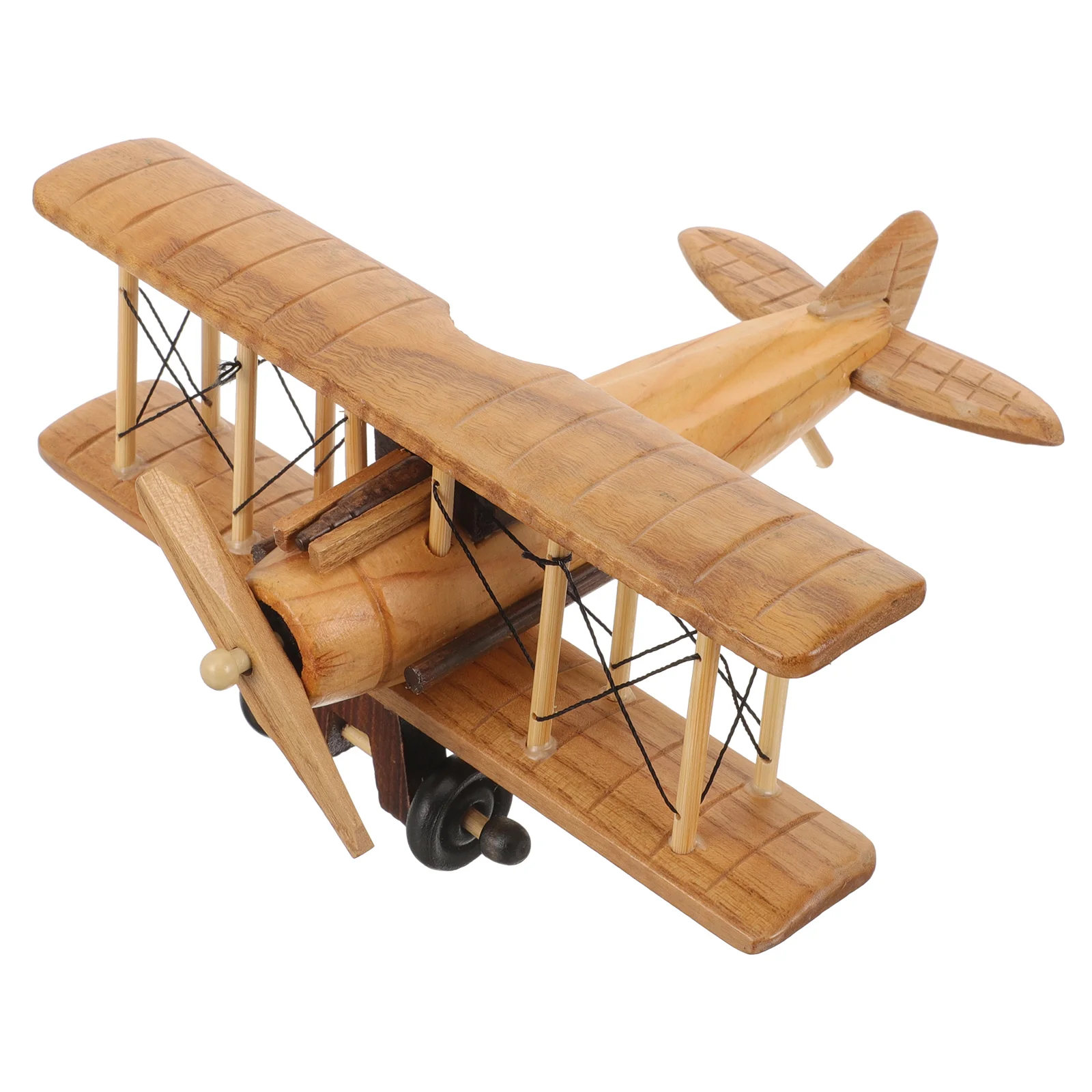 

Retro Wooden Plane Toys Vintage Model Crafts Airplane Room Decor Ornament Miniature