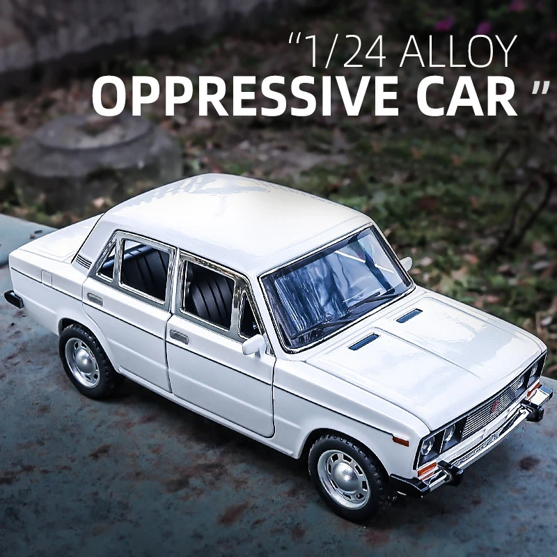 

1:24 Russian LADA 2106 Alloy Car Die Cast Model Pull Back Sound Light Children's Toy Collectibles Birthday Gifts