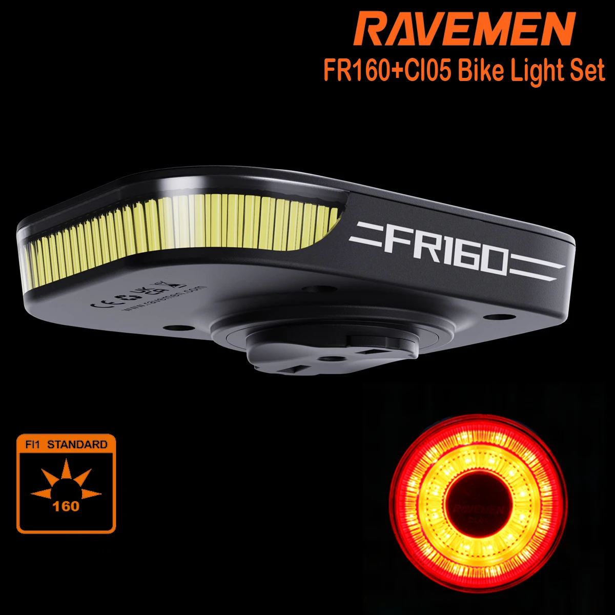 Ravemen-自転車用LEDライトセット,ヘッドライトとテールライト