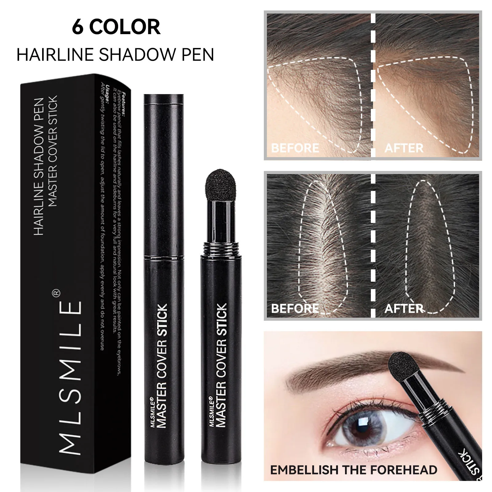 

4 Color Hairline Concealer Pen Control Hair Root Edge Blackening Instantly Cover Up Hair Natural Hair Eyebrow Concealer Stick