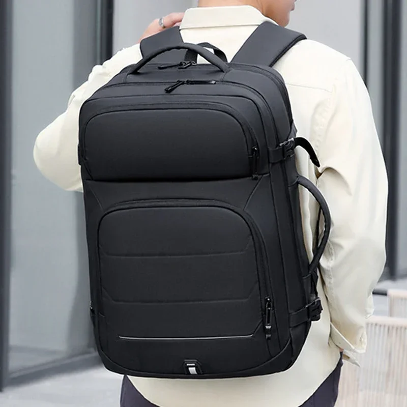 Expandable Men's 17 Inch Laptop Backpacks Waterproof Notebook Bag