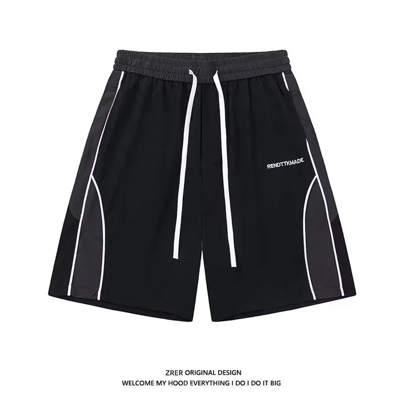 Fashion personality Korean street drawstring shorts men summer y2k simple vitality design sense couple five point sports pants